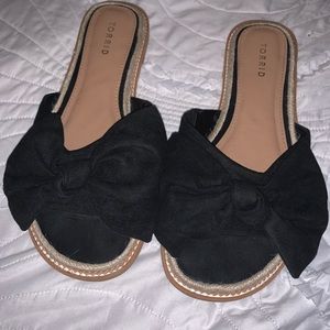 Torrid Black Slide Shoes with Bow Size 11 WIDE